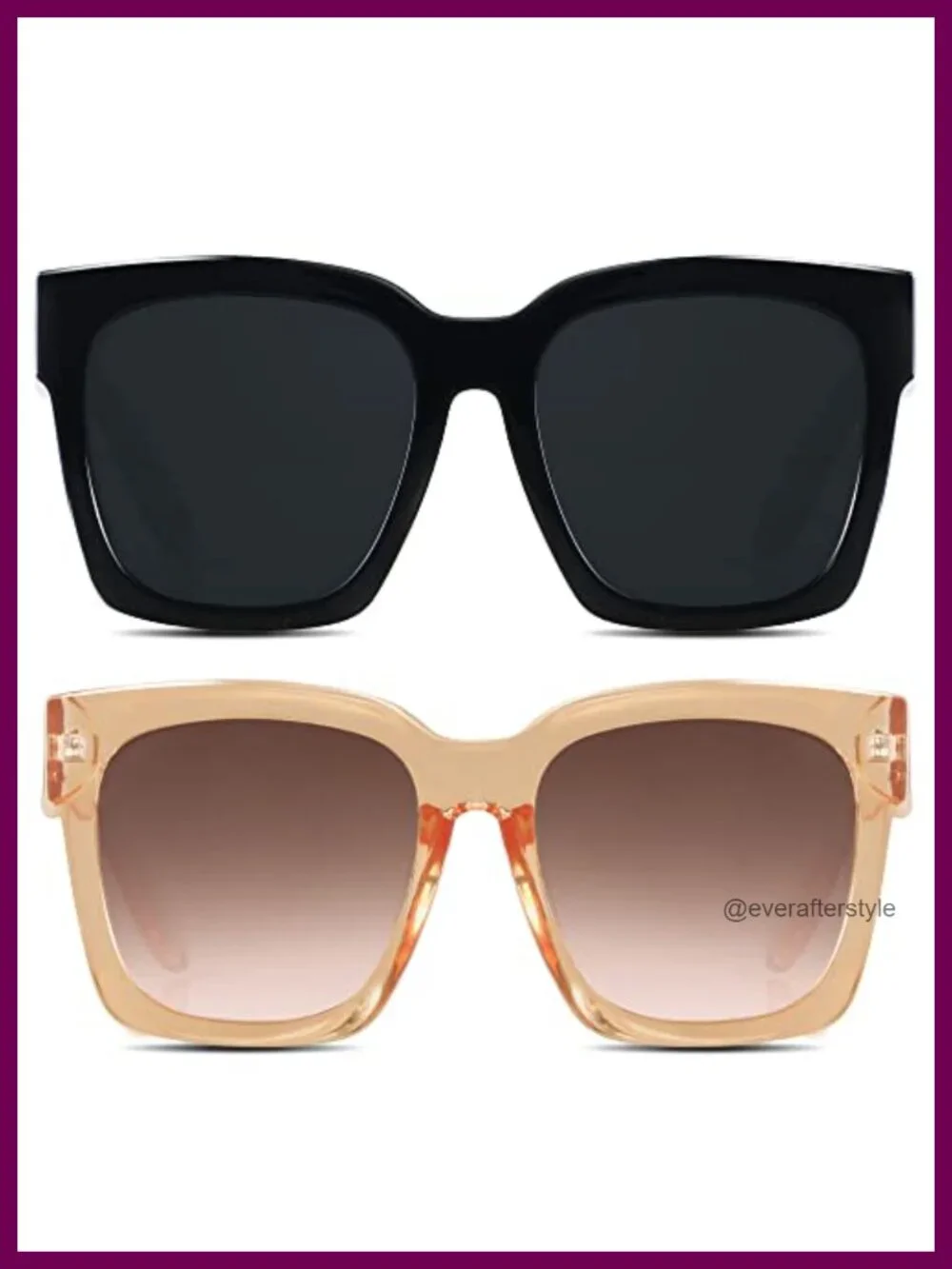 Oversized Square Frame Sunglasses UV400 Protection Plastic Polycarbonate